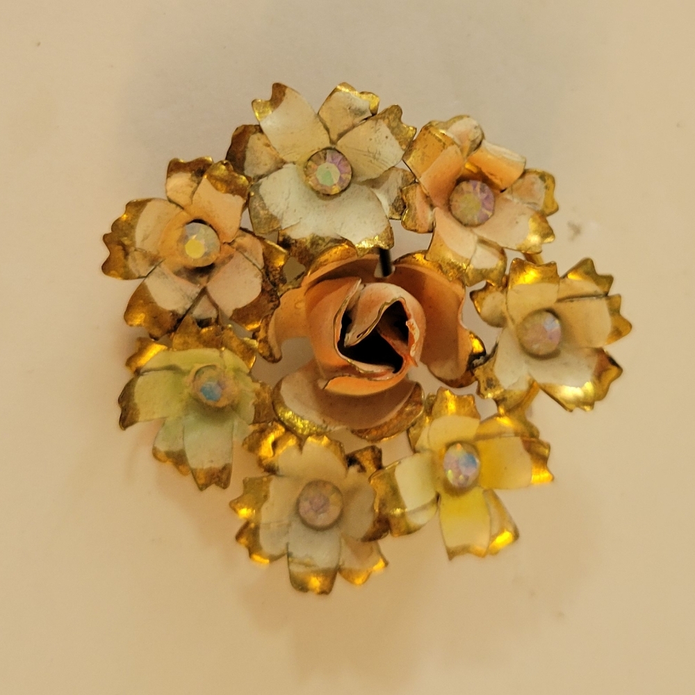 Austria Flower Brooch Pastel Crystals R